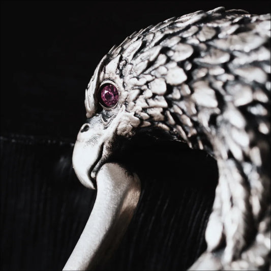 Customized Oxidized Silver Bald Eagle Keychain Details 02