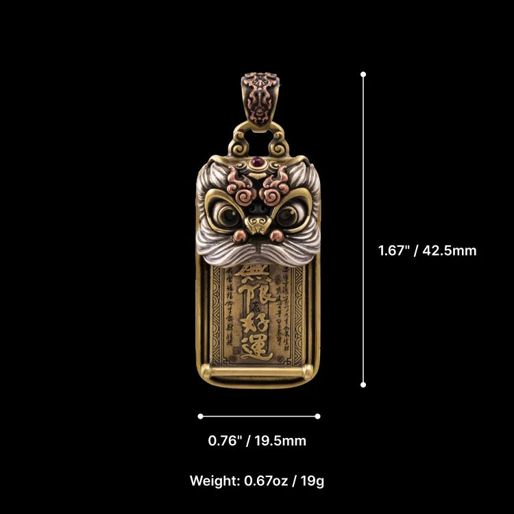 Dancing Lion Push Pull Pendant Details 08