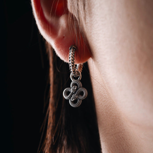 Double Snake Hoop Charm Earrings