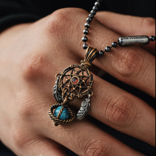 Brass Dreamcatcher Pendant Detail 01