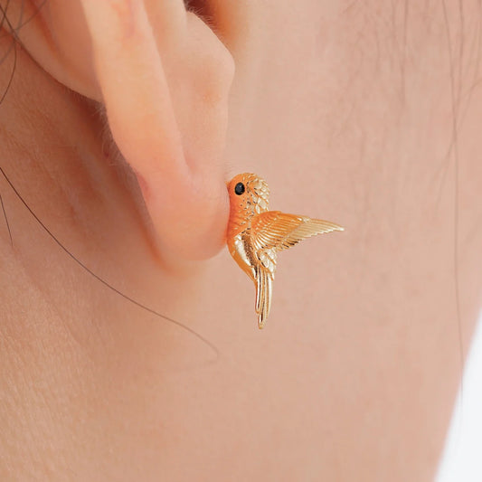 Gold Vermeil Hummingbird Stud Earrings for women
