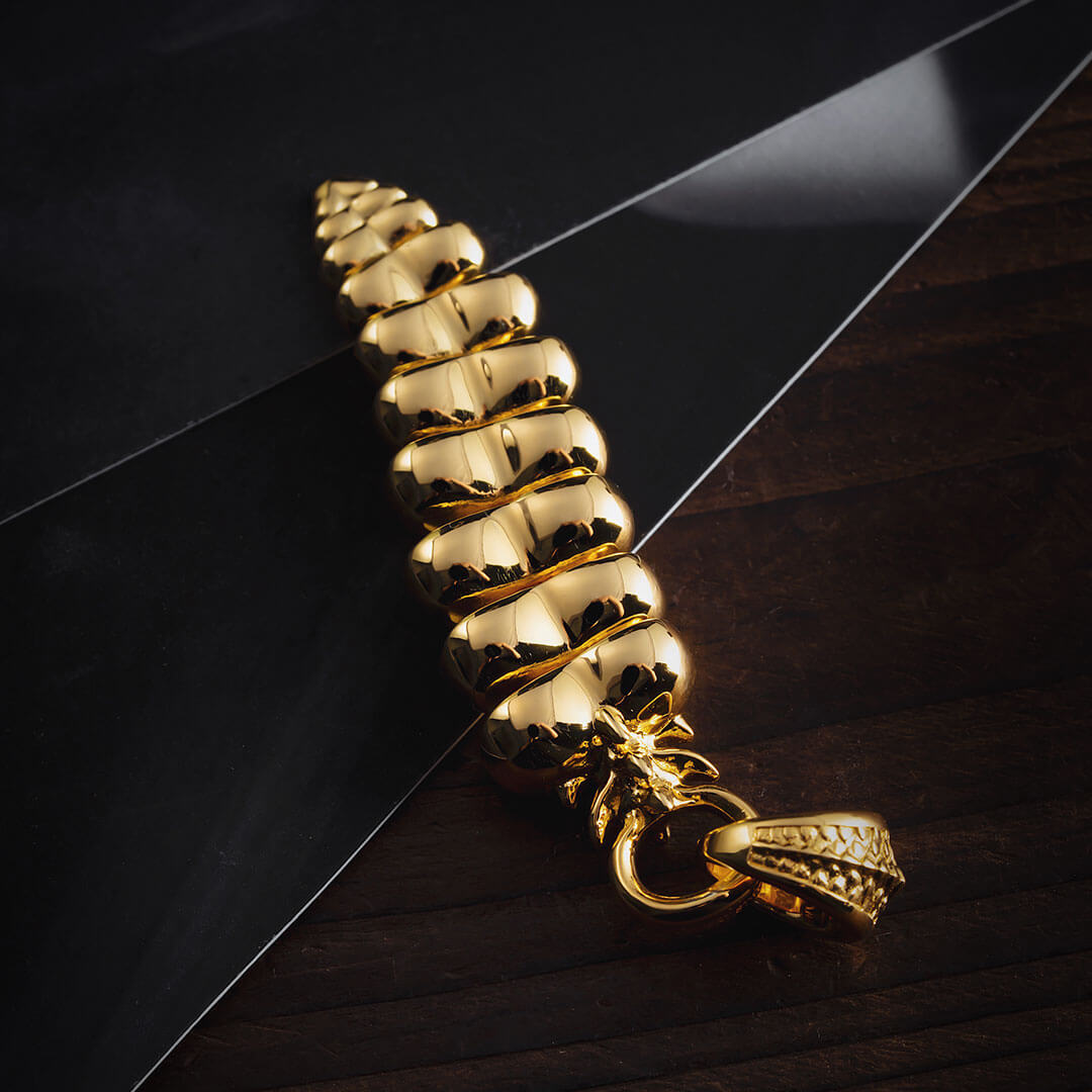 Gold Vermeil Rattlesnake Tail Necklace Pendant 8