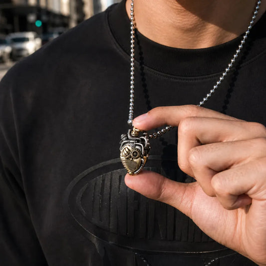 Mechanical Heart Capsule brass white bronze Details 14