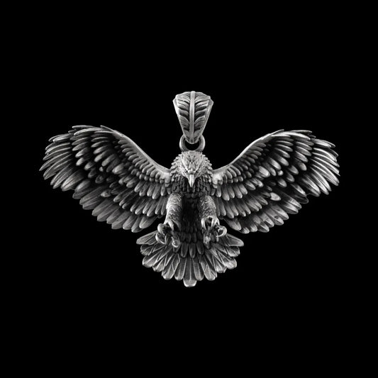 Oxidized Silver Eagle Pendant
