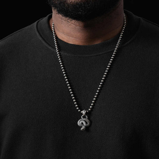 Customized Oxidized Silver Hognose Snake Pendant with Gemstone Eyes Details 01