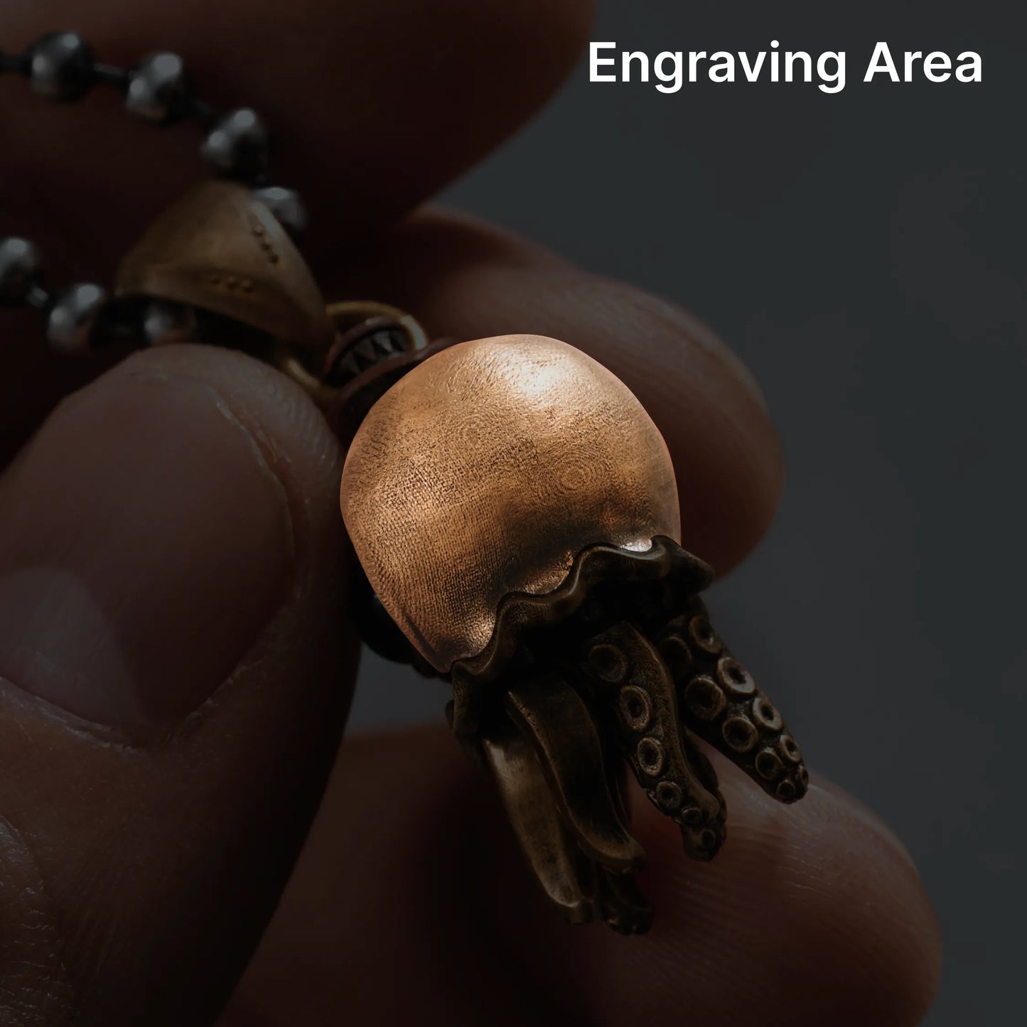 Customized Oxidized Silver Octopus Kinetic Pendant Engraving Area