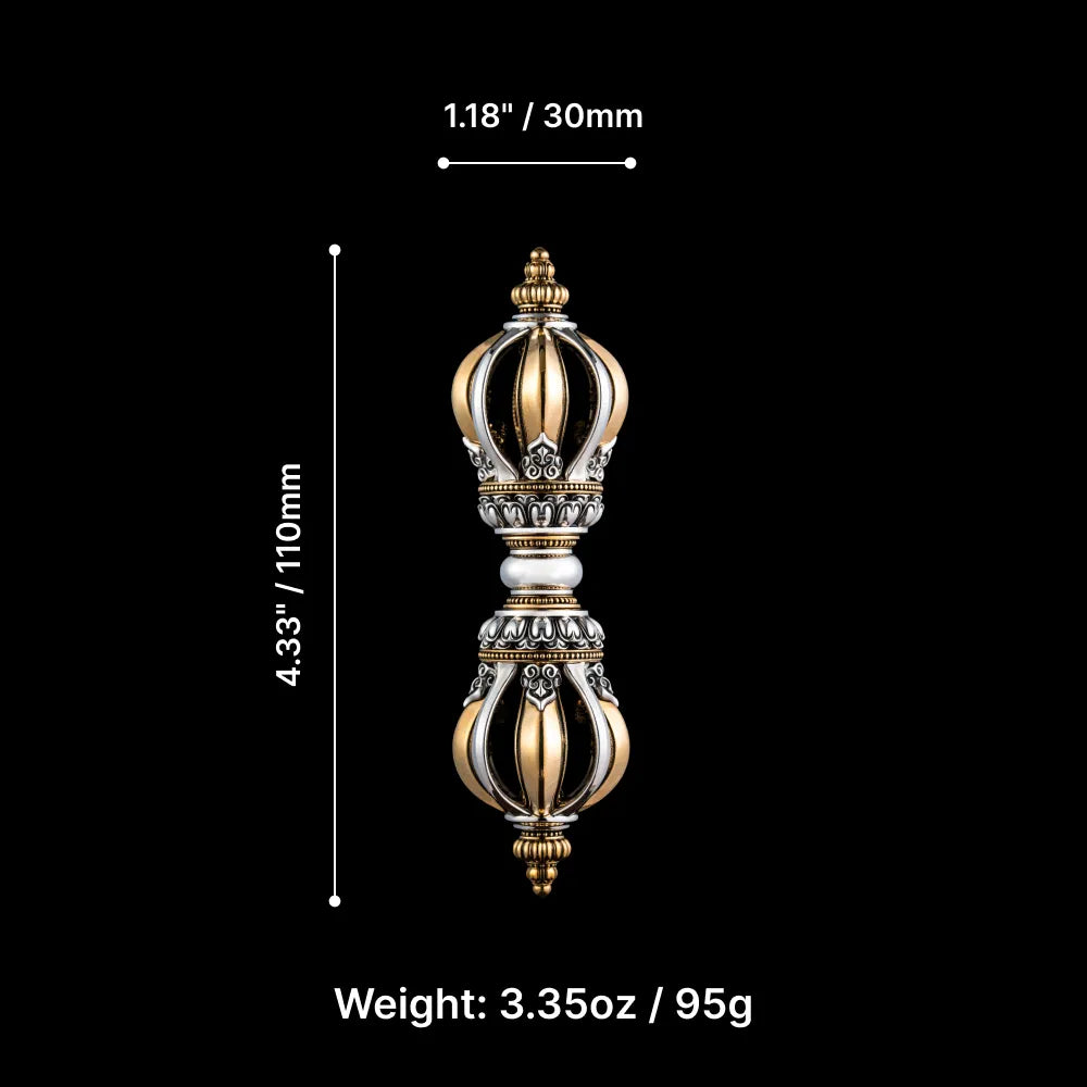 Ox.Silver And Brass Palm Vajra Relic Details 09