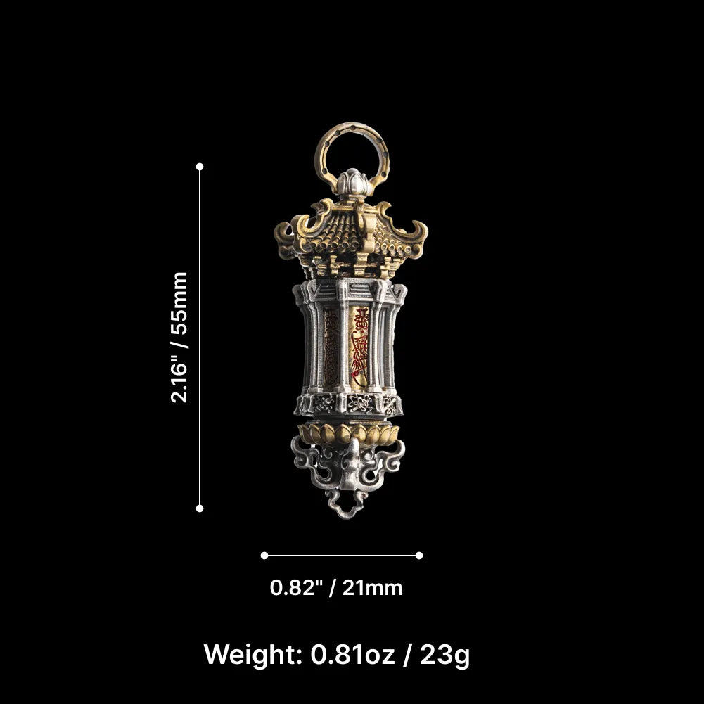 Ox.Silver And Brass Rotating Temple of Fortune Pendant Parameter