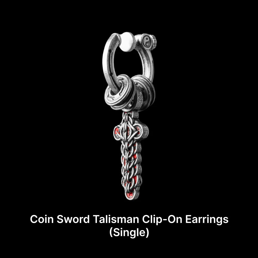 Coin Sword Talisman Earrings