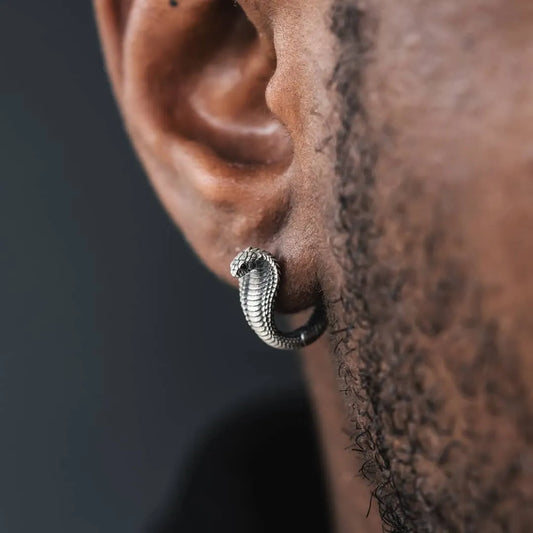 Oxidized Silver Cobra Snake Earrings Real Shot