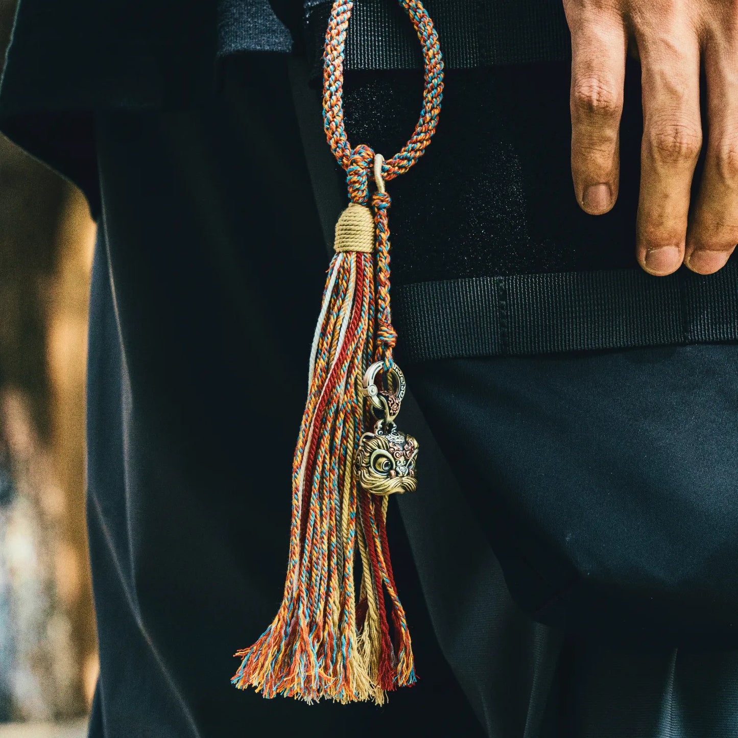 Oxidized Silver Dancing Lion Pendant 2 Details 06