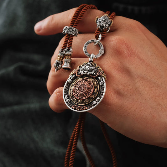 Oxidized-Silver-Nine-Palace-Bagua-Pendant Details 01