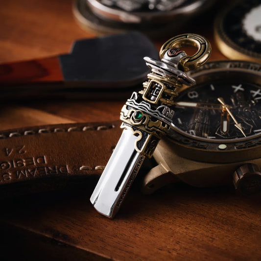 Oxidized Silver Ring-pommel Sword Pendant Details 02