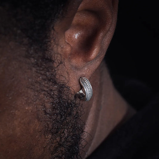 Oxidized Silver Snake Skin Stud Earrings Real Shot 1