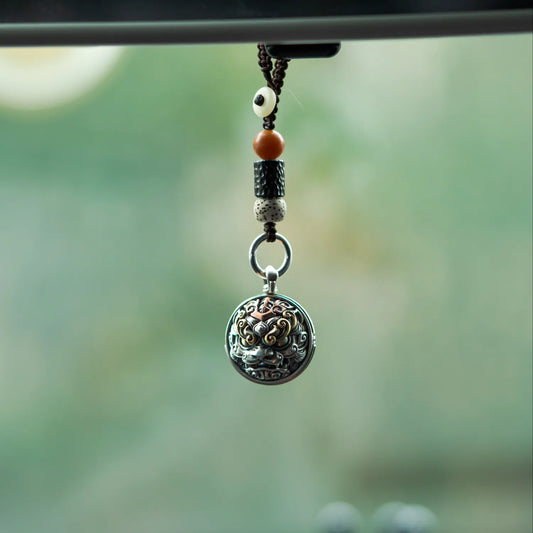 Oxidized Silver Taotie Tiger Bell Details 09