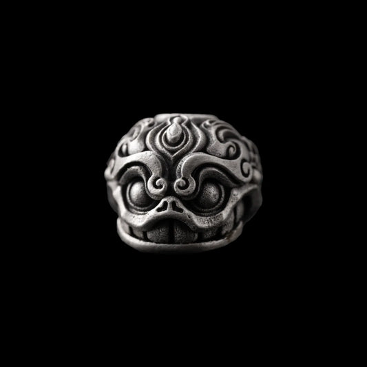 Oxidized Silver Tibetan Deity Bead
