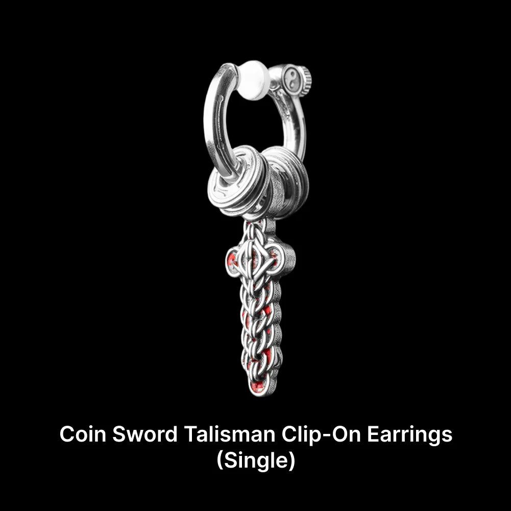Coin Sword Talisman Earrings