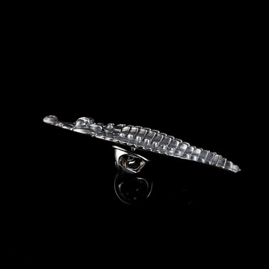 Silver Crocodile Brooch Details