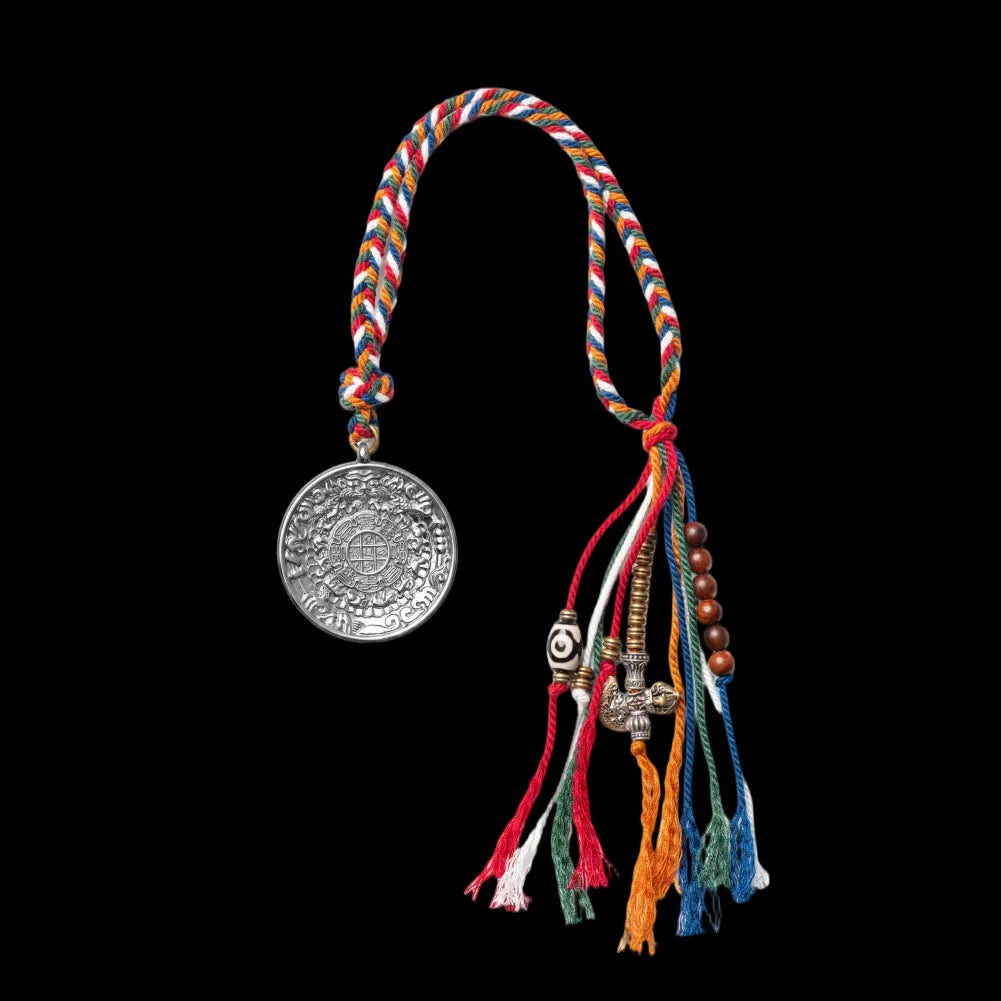 Silver Nine Palaces Bagua Talisman Pendant Windhorse Style