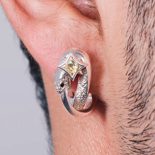 Silver Ouroboros Studs Details 03