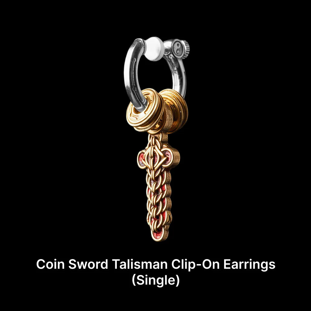 Coin Sword Talisman Earrings
