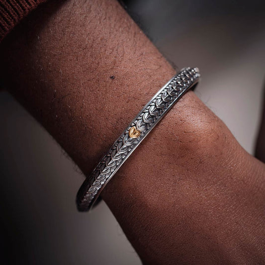 Silver Inlaid Gold Dragon Scale Bracelet 2