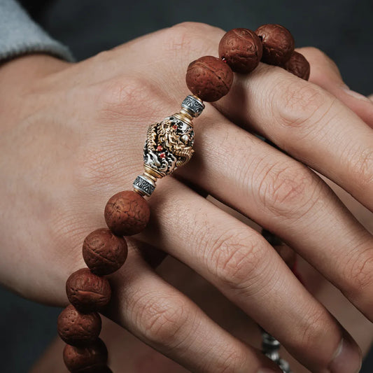 Oxidized Silver & Brass Spiral Dragon Bead Details 03