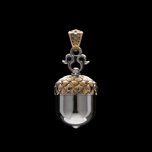 Customized White Bronze & Brass Acorn Capsule Pendant