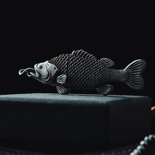 White Bronze Bass Fidget Pendant Details 02