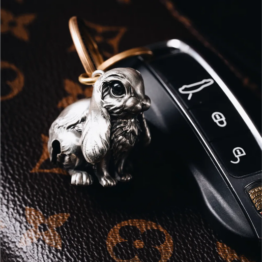 White Bronze Bunny Bell Details 03