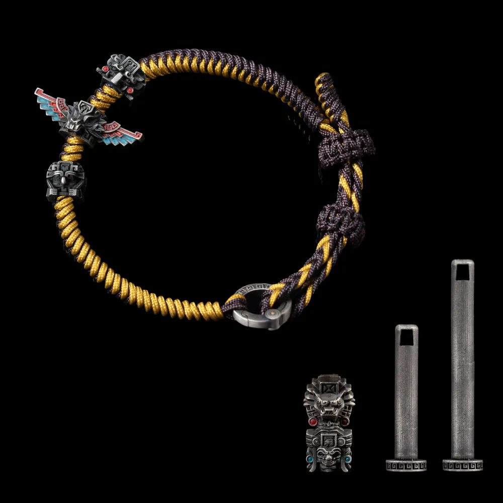 White Bronze Mayan Totem Rope Bracelet Option05