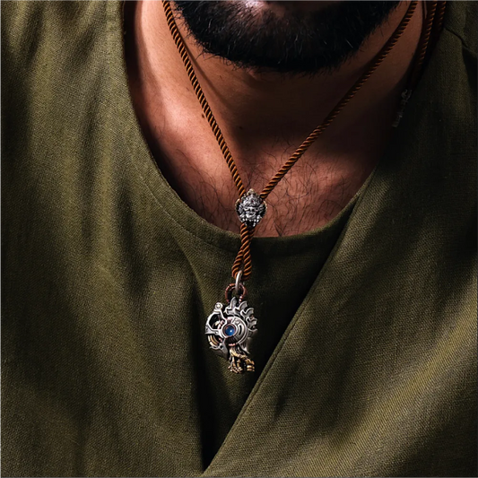 White Bronze Steampunk Nautilus Pendant Details 02