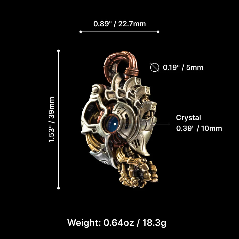 White Bronze Steampunk Nautilus Pendant Paramter