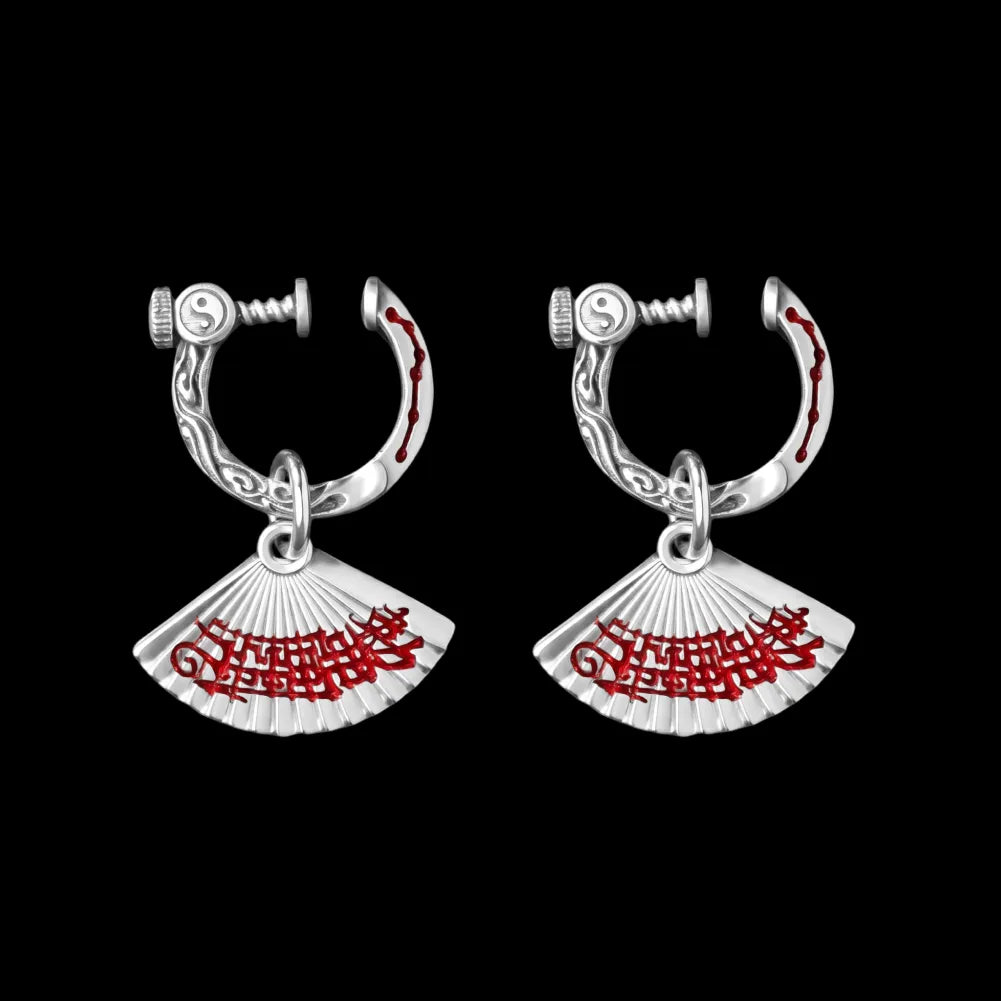 Zhong Kui Folding Fan Earrings