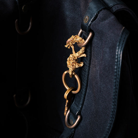 Brass & Copper Trigger Snap Dragon Keychain Details 01