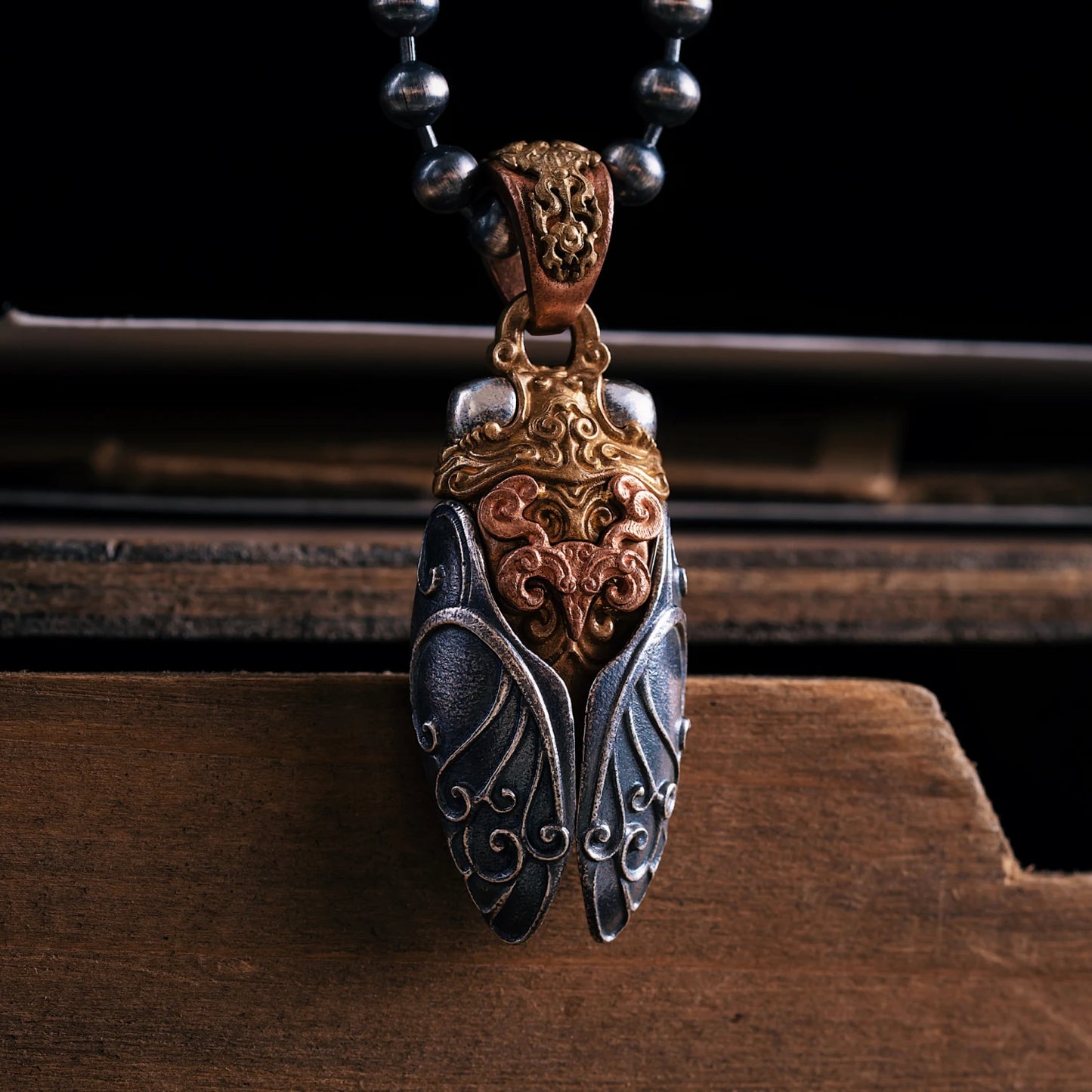 Brass Cicada Pendant Details 07