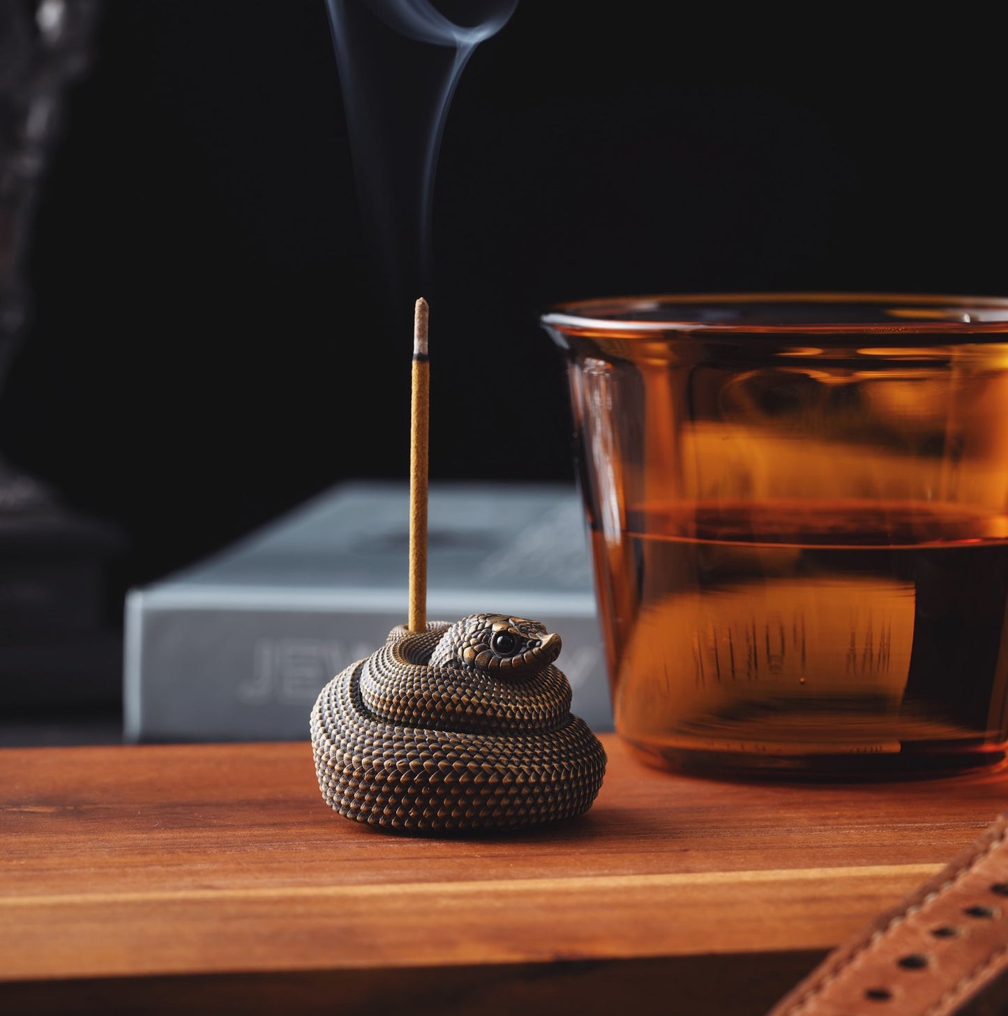 Brass Hognose Snake Incense Holder Details 07