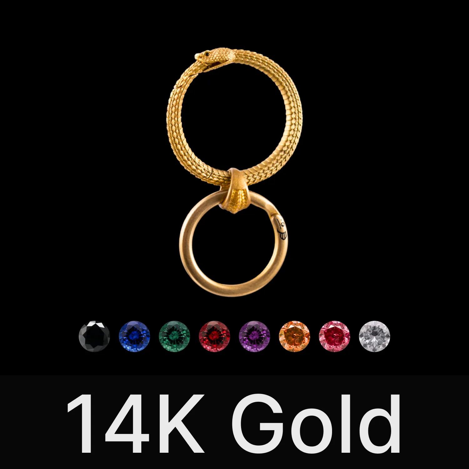 Ouroboros Keychain 14K Gold & Gemstone
