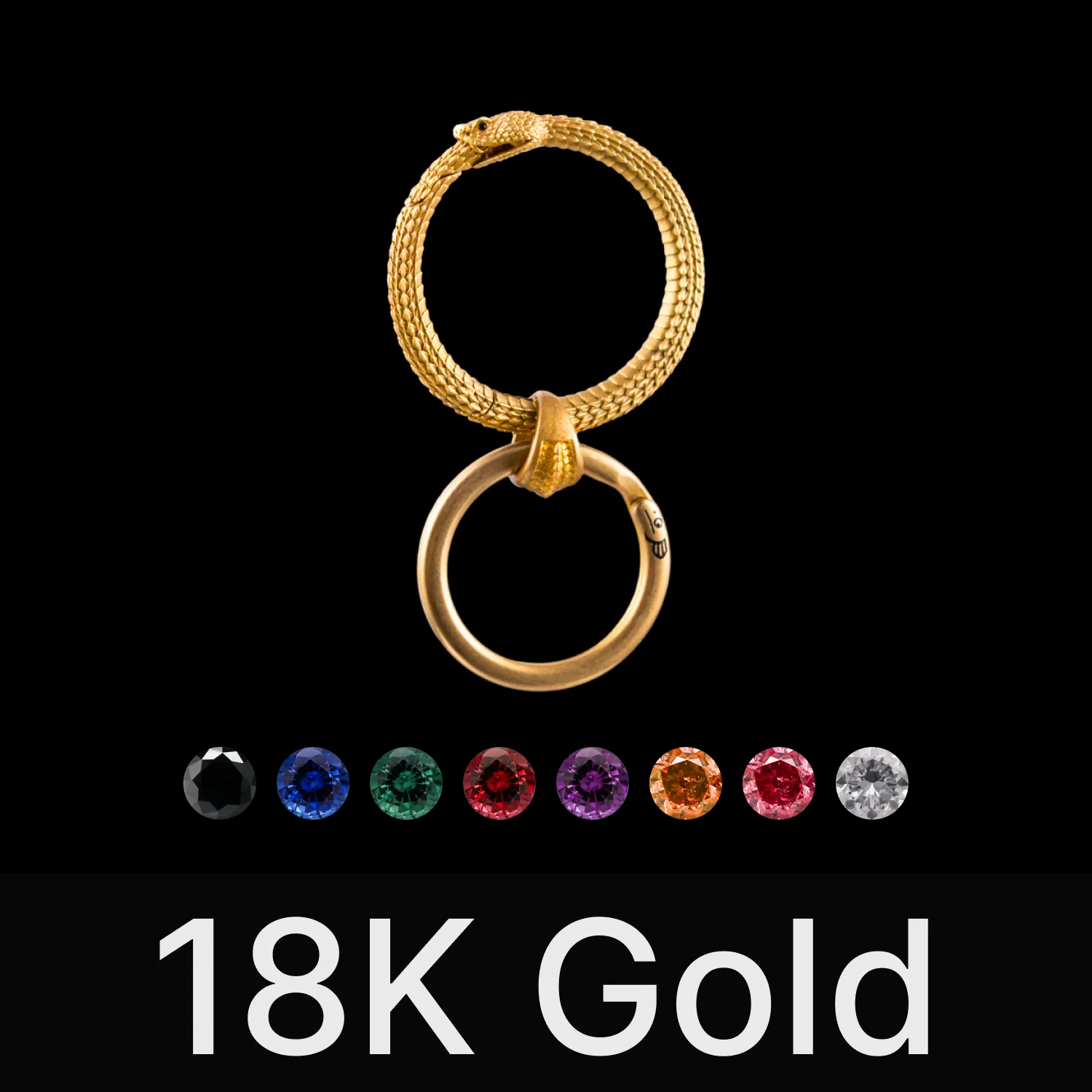 Ouroboros Keychain 18K Gold & Gemstone