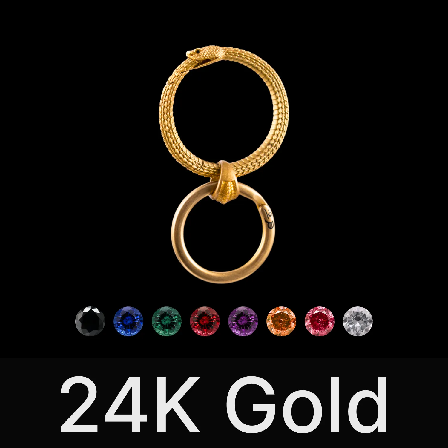 Ouroboros Keychain 24K Gold & Gemstone