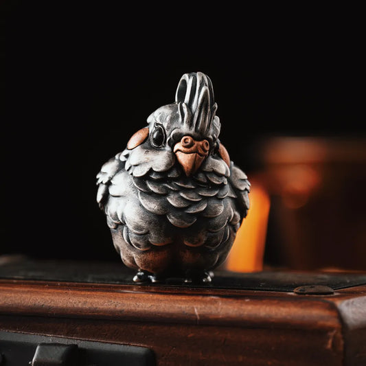 Customized Oxidized Silver Cockatiel Bell Details 02