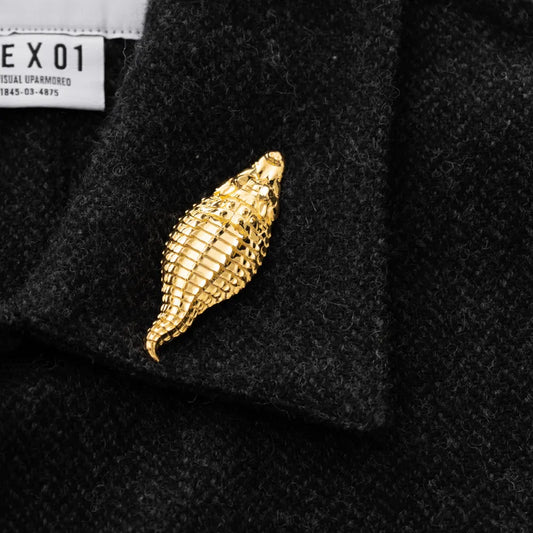 Customized Gold Vermeil Crocodile Brooch Details 01