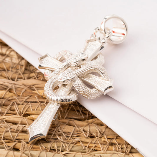 Double Snake Cross Pendant