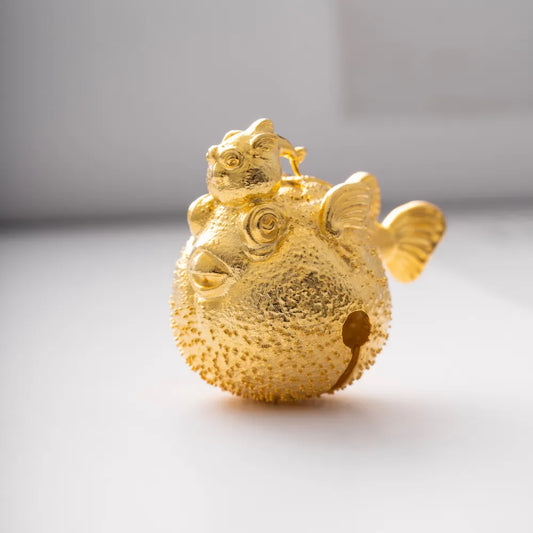 Gold Puffer Fish Bell Details 04