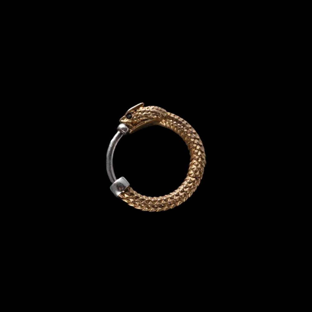 Ouroboros hoop earrings in Brass / Single