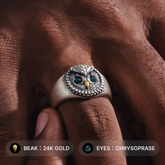 Owl Ring Oxidized Silver Details 03