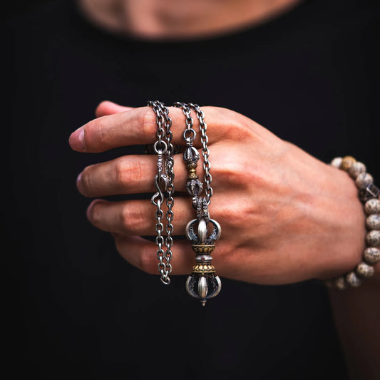 Oxidized Silver Vajra Pestle Pendant 2.0 Details 03