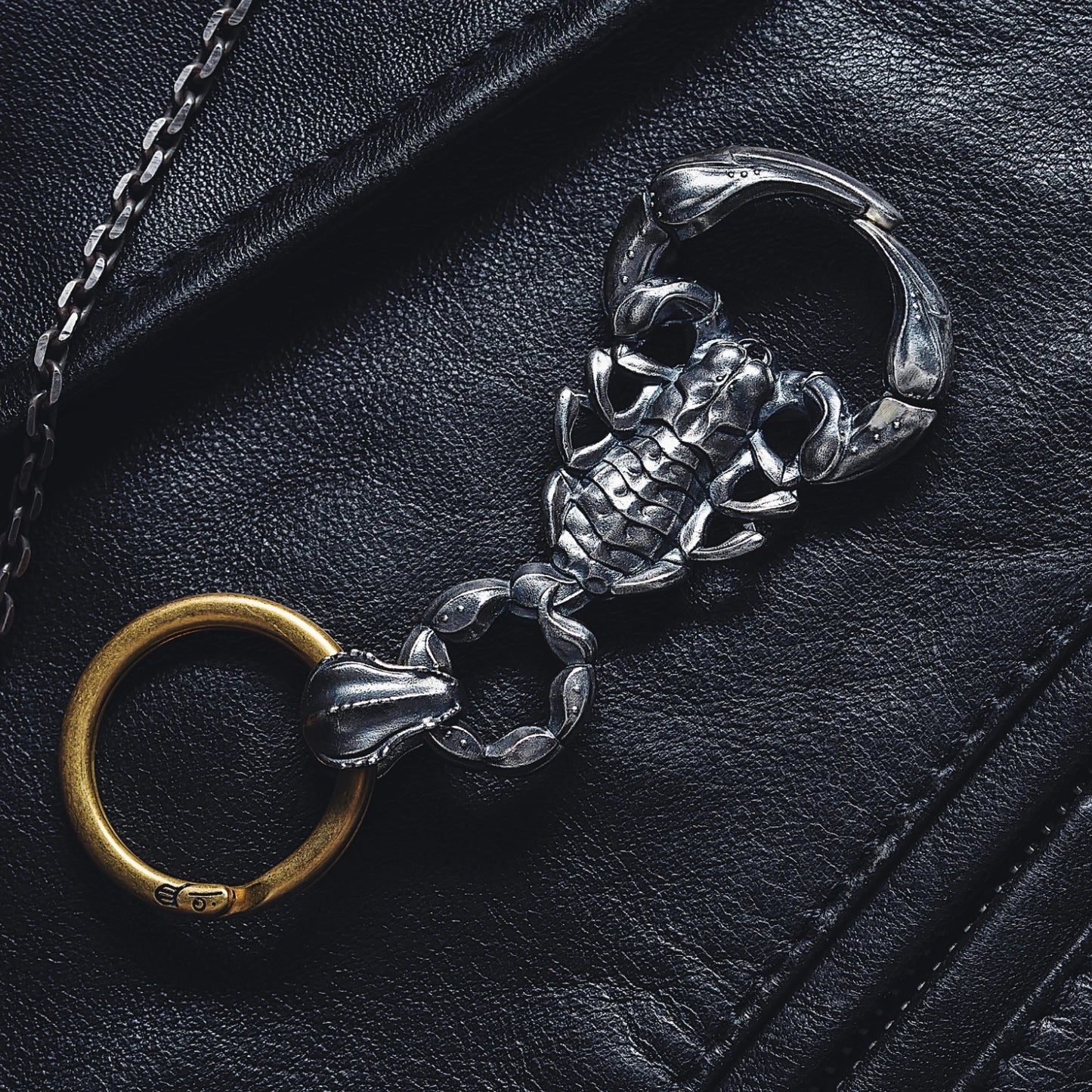 Oxidized Silver Scorpion Keychain Real Shot 3