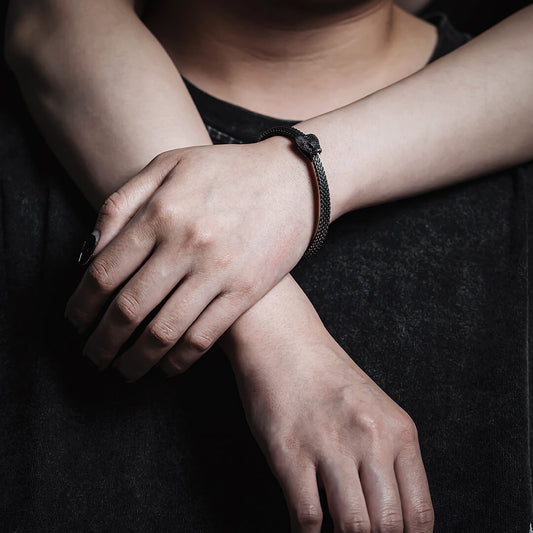 Ouroboros Bracelet Details 01#Oxidized Silver