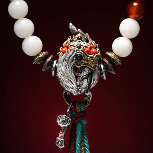 White Crane Herald Bead detail view 01